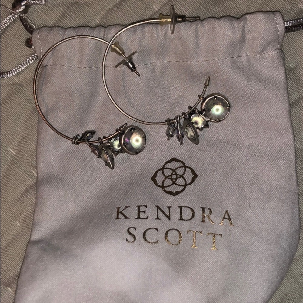 Gorgeous silver Kendra Scott charm hoop earrings